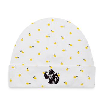 Starker Gorilla Motivation geballte Faust Geschenk - Baby Premium Organic Mütze - Weiß/Zitronengelb - Vorne