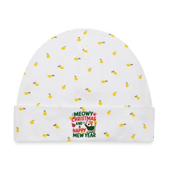 Festliches Katzenjahres-Design - Baby Premium Organic Mütze - Weiß/Zitronengelb - Vorne