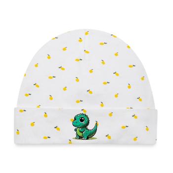 Dinosaurier - Baby Premium Organic Mütze - Weiß/Zitronengelb - Vorne
