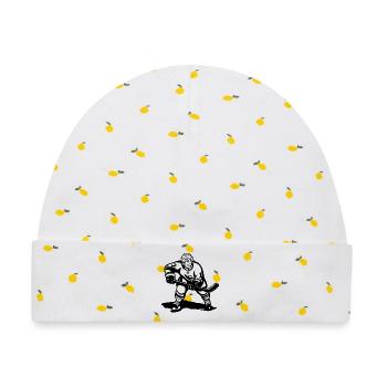 Eishockeyspieler Skizze - Baby Premium Organic Mütze - Weiß/Zitronengelb - Vorne