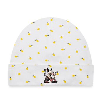 Sushi Sphynx Katze Maki Kimono Geschenk - Baby Premium Organic Mütze - Weiß/Zitronengelb - Vorne