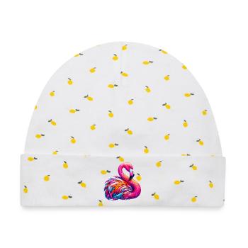 Flamingo - Baby Premium Organic Mütze - Weiß/Zitronengelb - Vorne