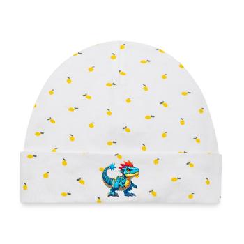 Dinosaurier - Baby Premium Organic Mütze - Weiß/Zitronengelb - Vorne