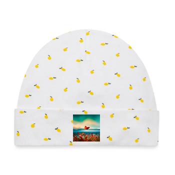 Korallen-Schmetterling - Baby Premium Organic Mütze - Weiß/Zitronengelb - Vorne