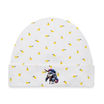 Super Einhorn - Baby Premium Organic Mütze - Weiß/Zitronengelb - Vorne