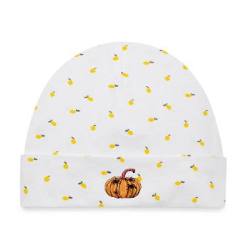 Spuk-Kürbis Spinnenillustration - Baby Premium Organic Mütze - Weiß/Zitronengelb - Vorne