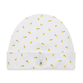 Spinnennetz Silhouette - Baby Premium Organic Mütze - Weiß/Zitronengelb - Vorne