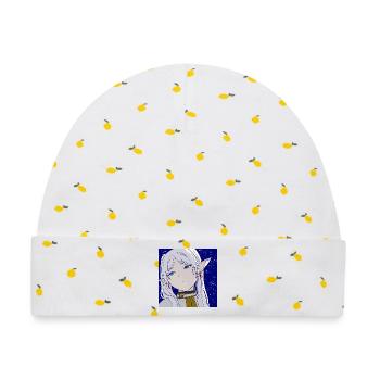 Frieren selbstgezeichnet, Anime Frieren Portrait - Baby Premium Organic Mütze - Weiß/Zitronengelb - Vorne