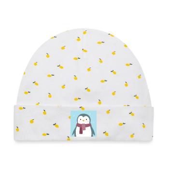Poster Pinguin Antarktis Südpol Winter Kinder Deko - Baby Premium Organic Mütze - Weiß/Zitronengelb - Vorne