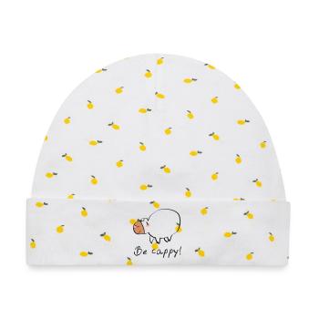 Don't worry - be cappy - Baby Premium Organic Mütze - Weiß/Zitronengelb - Vorne
