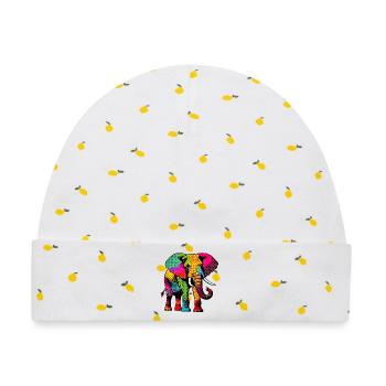 Elefant - Baby Premium Organic Mütze - Weiß/Zitronengelb - Vorne