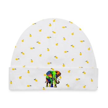 Elefant - Baby Premium Organic Mütze - Weiß/Zitronengelb - Vorne