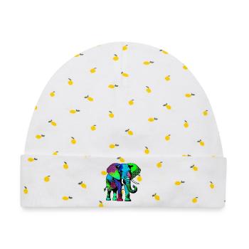 Elefant - Baby Premium Organic Mütze - Weiß/Zitronengelb - Vorne