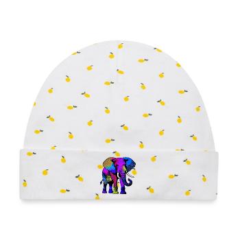 Elefant - Baby Premium Organic Mütze - Weiß/Zitronengelb - Vorne