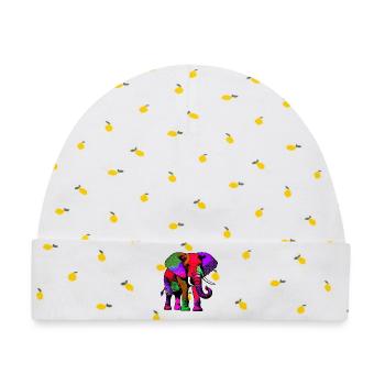 Elefant - Baby Premium Organic Mütze - Weiß/Zitronengelb - Vorne