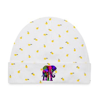 Elefant - Baby Premium Organic Mütze - Weiß/Zitronengelb - Vorne