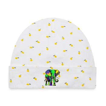 Elefant - Baby Premium Organic Mütze - Weiß/Zitronengelb - Vorne
