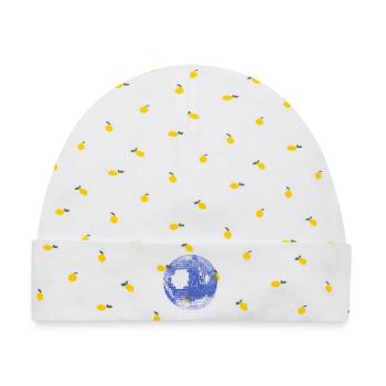 Disco Ball – Retro Party Vibes - Baby Premium Organic Mütze - Weiß/Zitronengelb - Vorne