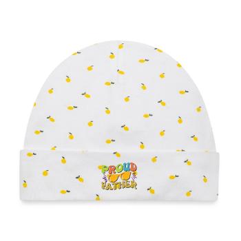 Stolzer Vater - Baby Premium Organic Mütze - Weiß/Zitronengelb - Vorne