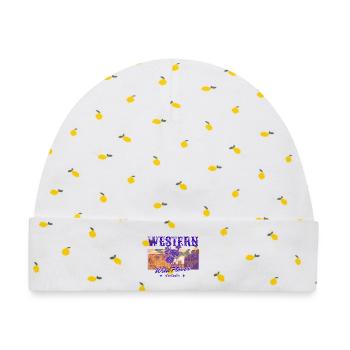 Western Wildflower – Retro Country Ästhetik - Baby Premium Organic Mütze - Weiß/Zitronengelb - Vorne