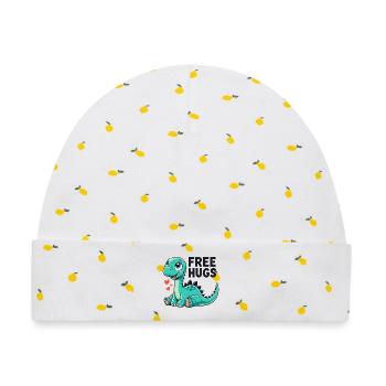 Apatosaurus Dino Baby Gratis Umarmungen Geschenk - Baby Premium Organic Mütze - Weiß/Zitronengelb - Vorne