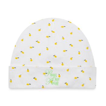 Eco Message – Reduce Reuse Replant - Baby Premium Organic Mütze - Weiß/Zitronengelb - Vorne