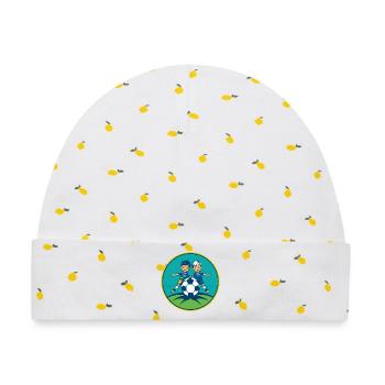 Fußball F-Jugend - Baby Premium Organic Mütze - Weiß/Zitronengelb - Vorne