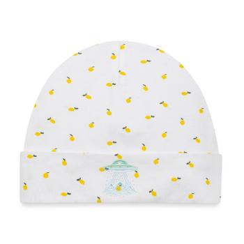 UFO Mountain Abduction - Mysteriöses Sci-Fi-Design - Baby Premium Organic Mütze - Weiß/Zitronengelb - Vorne