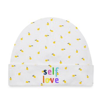 self love - Baby Premium Organic Mütze - Weiß/Zitronengelb - Vorne