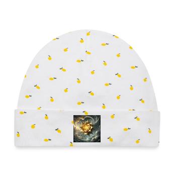 Sonnenblüte im Nebel - Baby Premium Organic Mütze - Weiß/Zitronengelb - Vorne