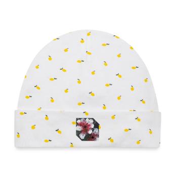 Blumen Design - Baby Premium Organic Mütze - Weiß/Zitronengelb - Vorne