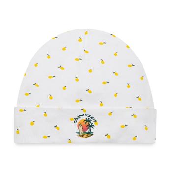 Chasing Sunsets – Surf & Beach Vibes - Baby Premium Organic Mütze - Weiß/Zitronengelb - Vorne