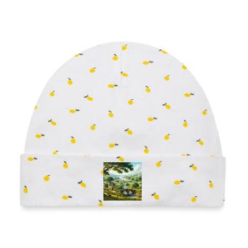 Lebendige Naturansicht - Baby Premium Organic Mütze - Weiß/Zitronengelb - Vorne