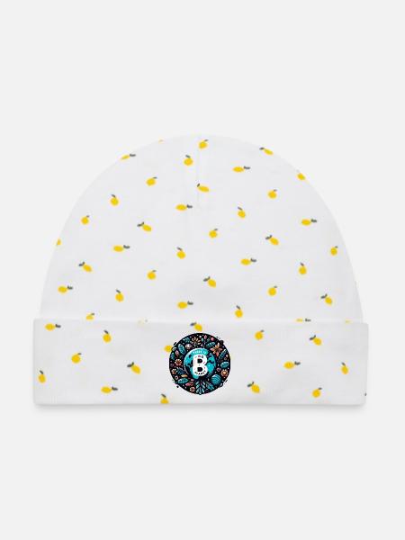 There Is No Planet B – Minimalist Earth - Baby Premium Organic Mütze - Weiß/Zitronengelb