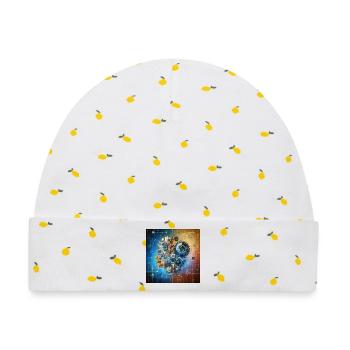 Kosmische Uhrwerk Fusion - Baby Premium Organic Mütze - Weiß/Zitronengelb - Vorne