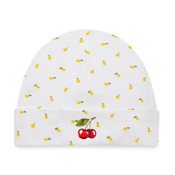 Kirschen Sommer Trend 2025 Cherry Vintrage Retro - Baby Premium Organic Mütze - Weiß/Zitronengelb - Vorne