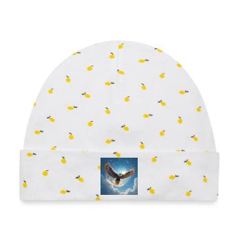 Krafttier Adler am Himmel - Baby Premium Organic Mütze - Weiß/Zitronengelb - Vorne