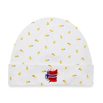 Flagge von Norwegen - Norwegen - Flagge Broken Design - Baby Premium Organic Mütze - Weiß/Zitronengelb - Vorne