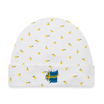 Flagge von Schweden - Schweden - Flagge Broken Design - Baby Premium Organic Mütze - Weiß/Zitronengelb - Vorne