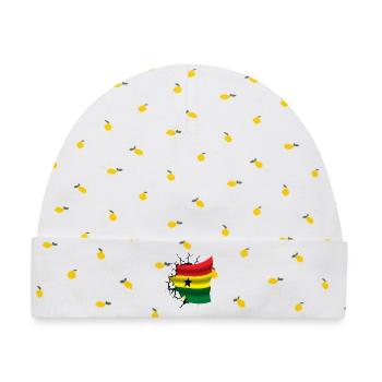 Flagge von Ghana - Ghana - Flagge Broken Design - Baby Premium Organic Mütze - Weiß/Zitronengelb - Vorne