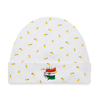Flagge von Indien - Indien - Flagge Broken Design - Baby Premium Organic Mütze - Weiß/Zitronengelb - Vorne