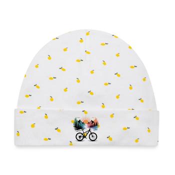 Sunset Ridge Fahrradpanorama - Baby Premium Organic Mütze - Weiß/Zitronengelb - Vorne