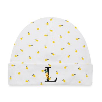 L Monogramm, Floral, personalisierbar - Baby Premium Organic Mütze - Weiß/Zitronengelb - Vorne