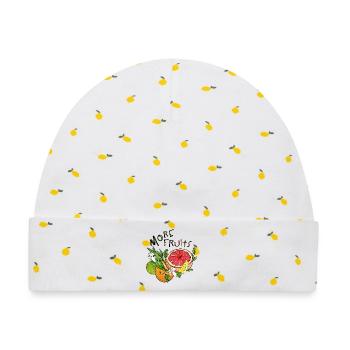 More Fruits, leckeres Obst - Baby Premium Organic Mütze - Weiß/Zitronengelb - Vorne