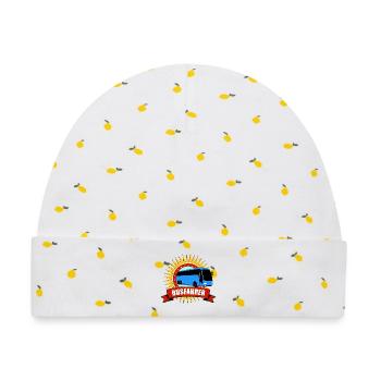 Busfahrer Fun Motiv mit Sonnenstrahlen - Baby Premium Organic Mütze - Weiß/Zitronengelb - Vorne