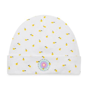 Mandala Lebensfreude - Baby Premium Organic Mütze - Weiß/Zitronengelb - Vorne