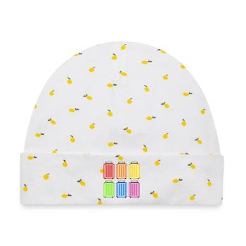 KOFFER REGENBOGEN - Baby Premium Organic Mütze - Weiß/Zitronengelb - Vorne