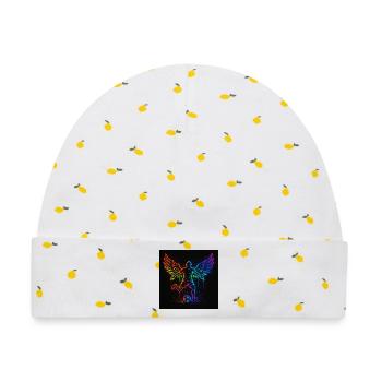 Neon Flügel Fußballspieler Design - Baby Premium Organic Mütze - Weiß/Zitronengelb - Vorne