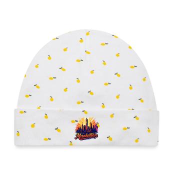 Manhattan Stadt New York Silhouette Geschenk - Baby Premium Organic Mütze - Weiß/Zitronengelb - Vorne