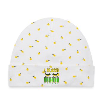 Einschulung 1. Klasse Alligatoren - Baby Premium Organic Mütze - Weiß/Zitronengelb - Vorne